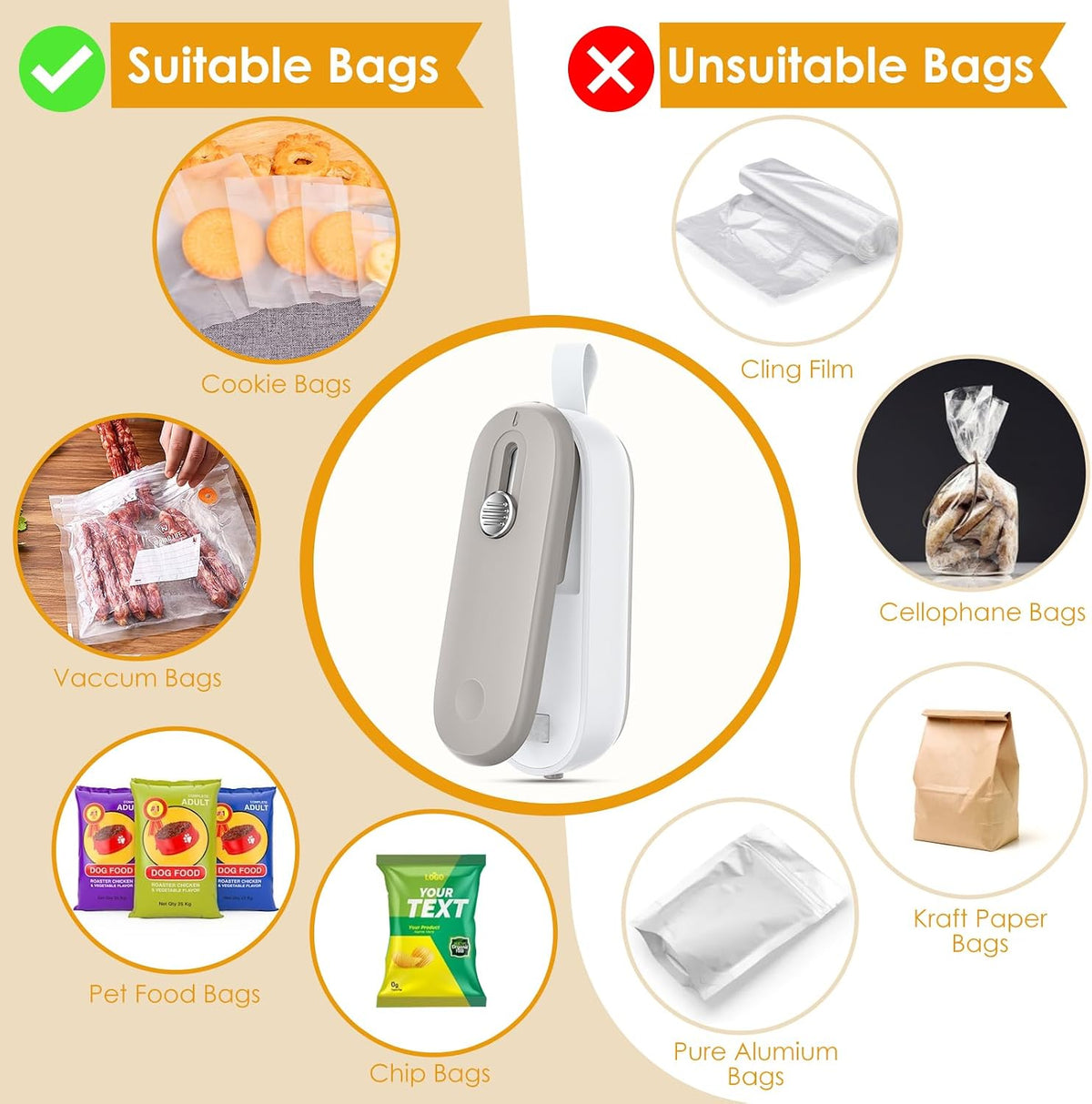 Mini Bag Sealer with Cutter, 2 in 1