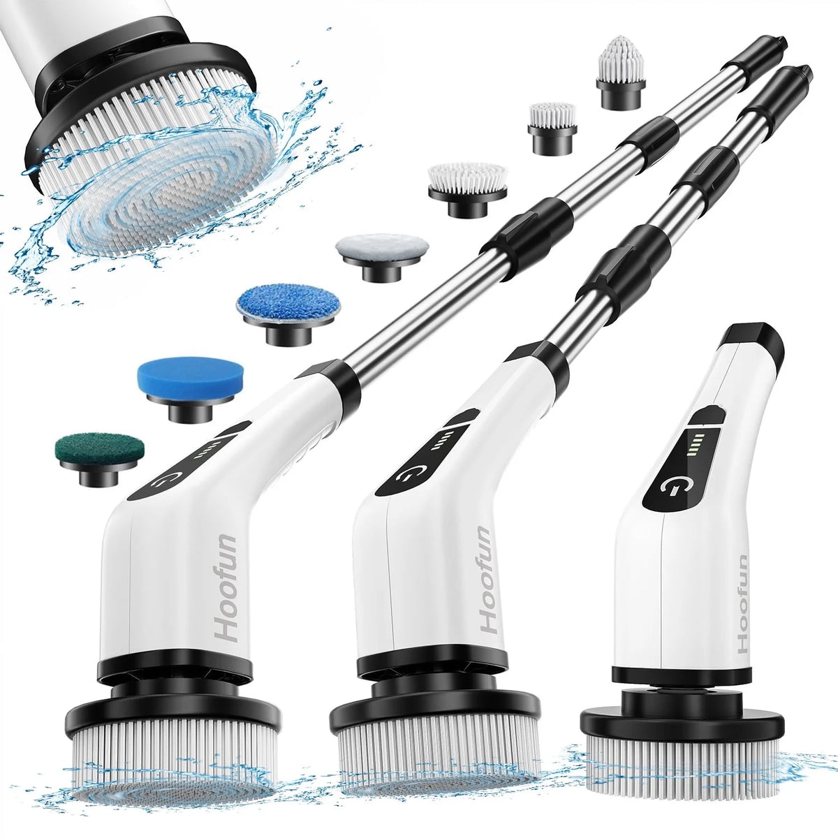 500RPM Cordless Electric Spin Scrubber 25W Power Brush for Bathroom Tub Shower