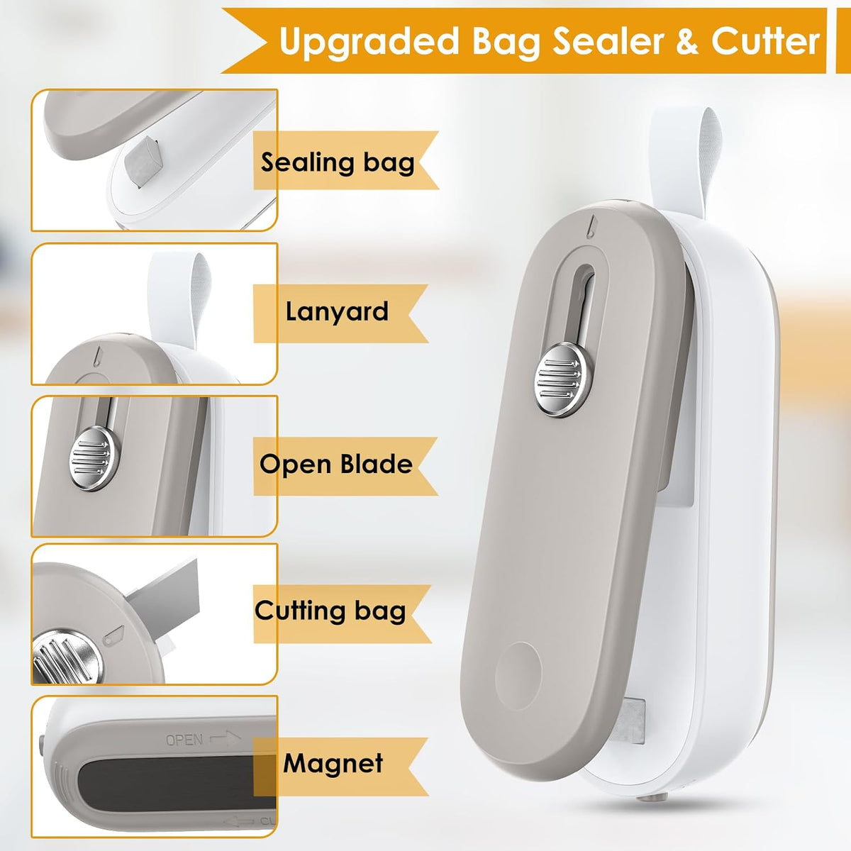 Mini Bag Sealer with Cutter, 2 in 1 