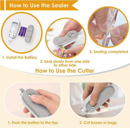 Mini Bag Sealer with Cutter, 2 in 1 