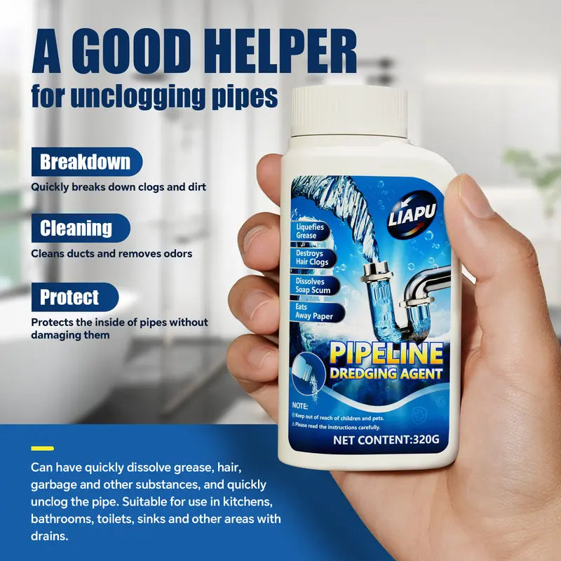 Liapu Powerful Drain Cleaner Plastic Bottle (3 Pcs) - Household Kitchen Cleaner, Drain Cleaning Tool, 99% Bacteria Kill, Odor-Free, Pipe-Damage-Free, High-Temp Use, Dissolves 200+ Blockages (Hair & Fat), Deep Dirt Removal Solution, Yes
