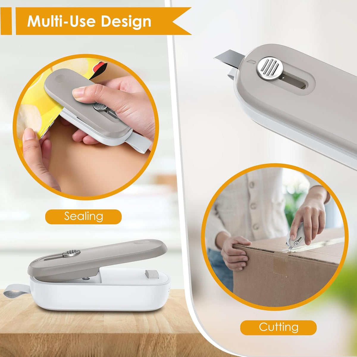 Mini Bag Sealer with Cutter, 2 in 1 