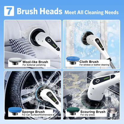 500RPM Cordless Electric Spin Scrubber 25W Power Brush for Bathroom Tub Shower