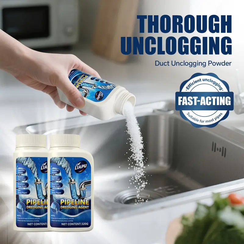 Liapu Powerful Drain Cleaner Plastic Bottle (3 Pcs) - Household Kitchen Cleaner, Drain Cleaning Tool, 99% Bacteria Kill, Odor-Free, Pipe-Damage-Free, High-Temp Use, Dissolves 200+ Blockages (Hair & Fat), Deep Dirt Removal Solution, Yes
