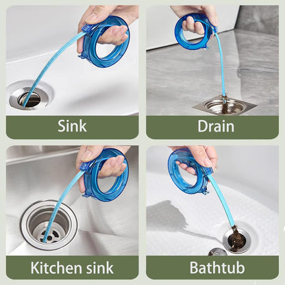 2-In-1 Drain Snake Kit, 35-Inch 4-Claw Grabber & Hair Remover