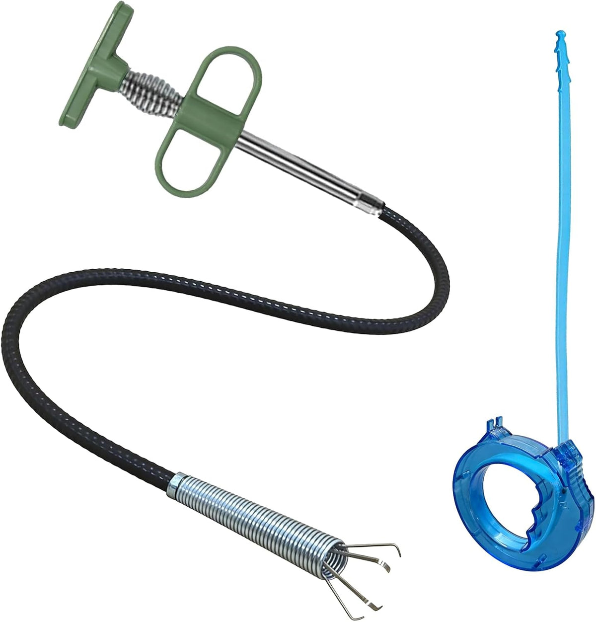 2-In-1 Drain Snake Kit, 35-Inch 4-Claw Grabber & Hair Remover